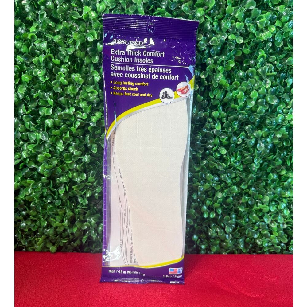 Assured Extra Thick Comfort Cushion Insoles Trimmable Mens 7-13 Womens 5-10 New